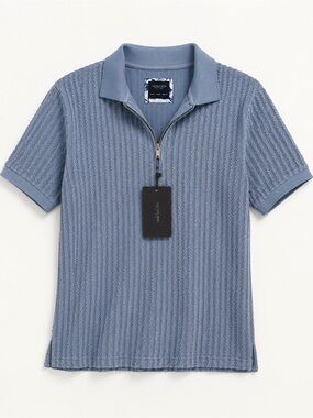 NWT Cactus Man Ricky Singh Textured Knit Quarter-Zip Polo – Size Medium